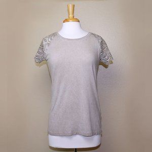 Dantelle Beige Lace Sleeve Knit Top
